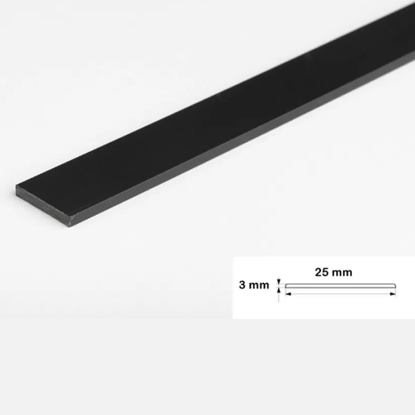 1m Durable Black PVC Flat Bar Trim Architrave Cover