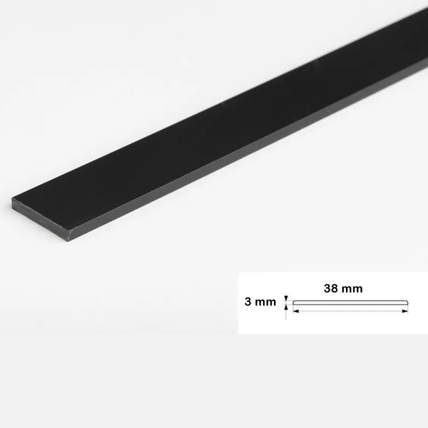 1m Durable Black PVC Flat Bar Trim Architrave Cover