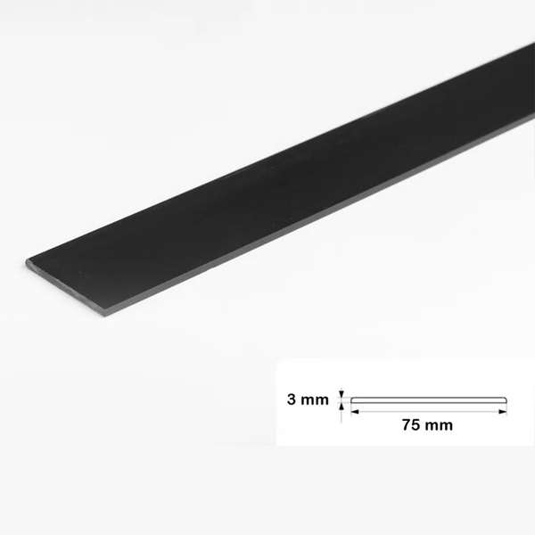 1m Durable Black PVC Flat Bar Trim Architrave Cover