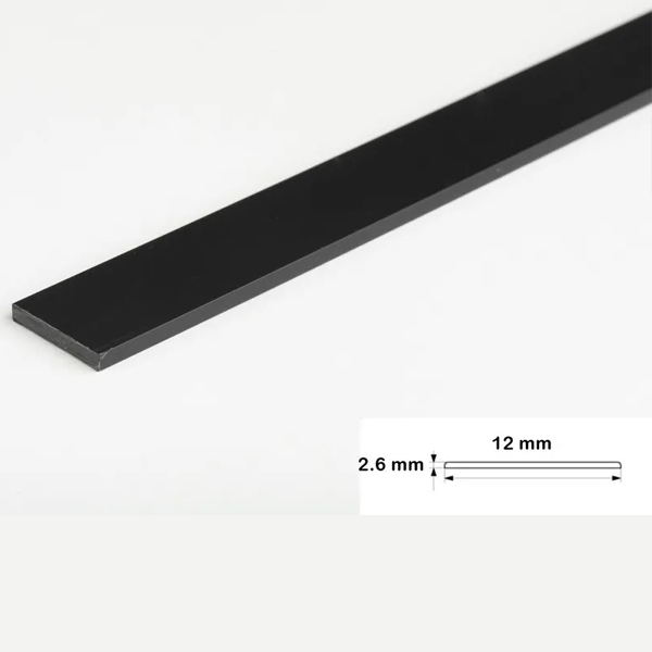 1m Durable Black PVC Flat Bar Trim Architrave Cover