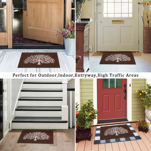 Non Slip Rubber Backing Tree of Life Welcome Mats - Entrance Decor For Outdoor