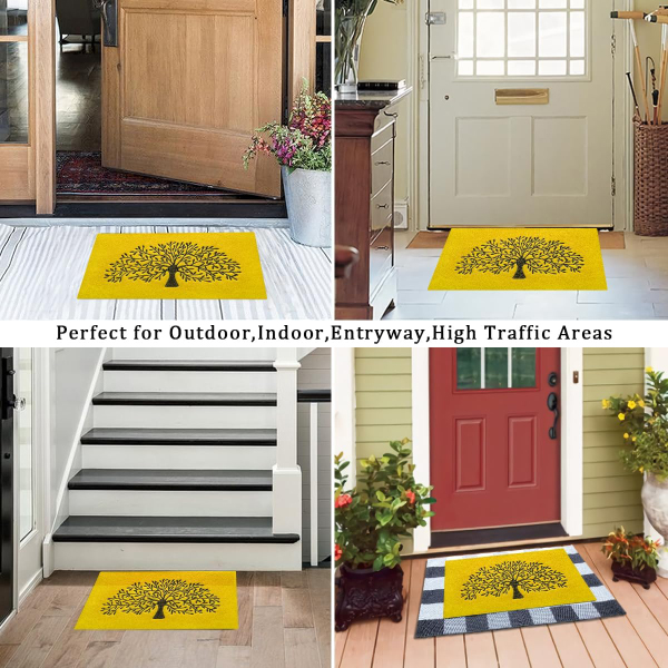 Non Slip Rubber Backing Tree of Life Welcome Mats - Entrance Decor For Outdoor