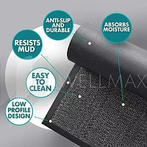 Heavy Duty Grey/Black Non Slip Rubber Barrier Mats Hard Wearing For Indoor & Outdoor