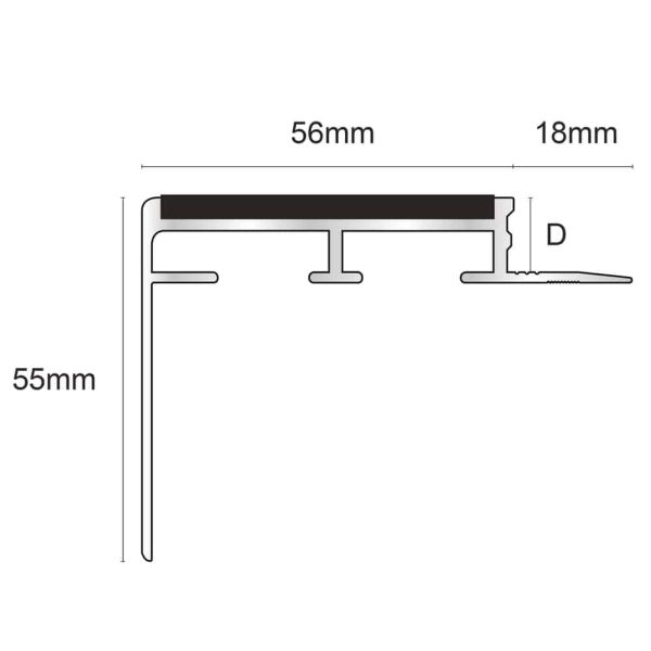 Heavy Duty Ceramic Tile-In Non Slip Stair Nosing 12.5 mm