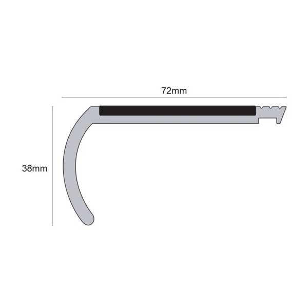 Heavy Duty PVC Non Slip Tredsafe 72 x 38mm Hard Nose Commercial Stair Nosing