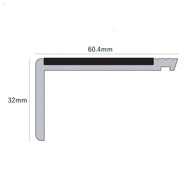 Heavy Duty PVC Non Slip Hard Nose Stair Nosing 60.4mm x 32mm