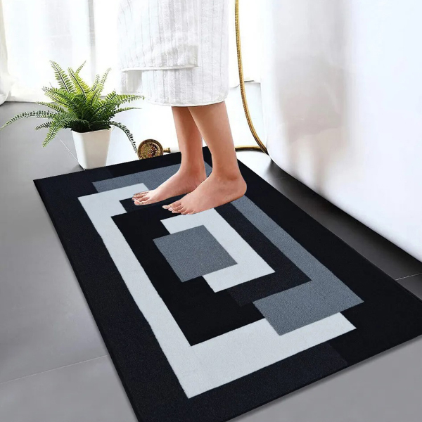 Non Slip Illusion Bath Mat Water Absorbent Toilet Pedestal Mats for Indoor & Outdoor