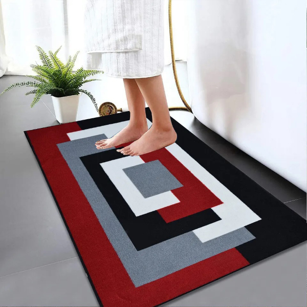 Non Slip Illusion Bath Mat Water Absorbent Toilet Pedestal Mats for Indoor & Outdoor