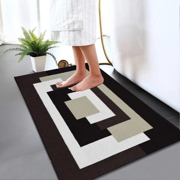 Non Slip Illusion Bath Mat Water Absorbent Toilet Pedestal Mats for Indoor & Outdoor