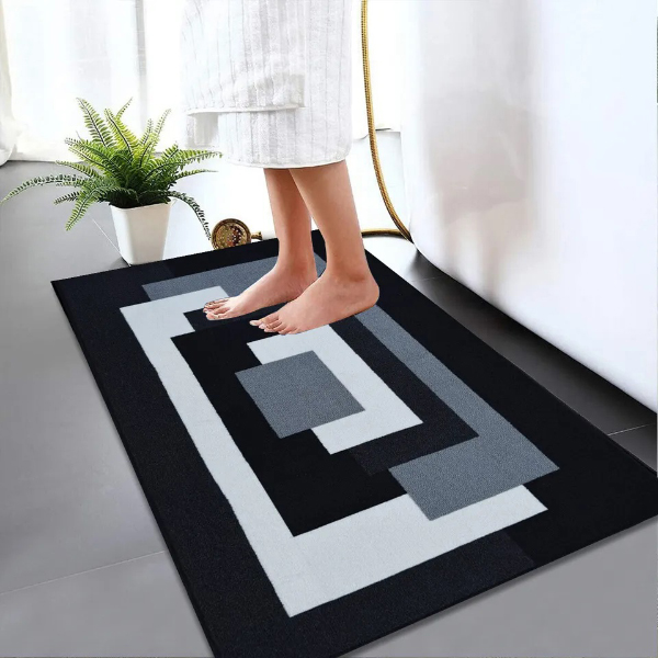 Non Slip Illusion Bath Mat Water Absorbent Toilet Pedestal Mats for Indoor & Outdoor