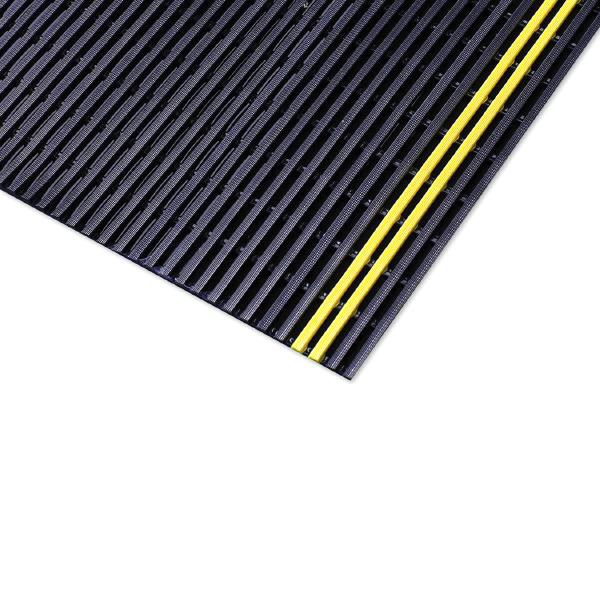 Anti Slip Resistant PVC Black Matting with High Visibility Yellow Strips 