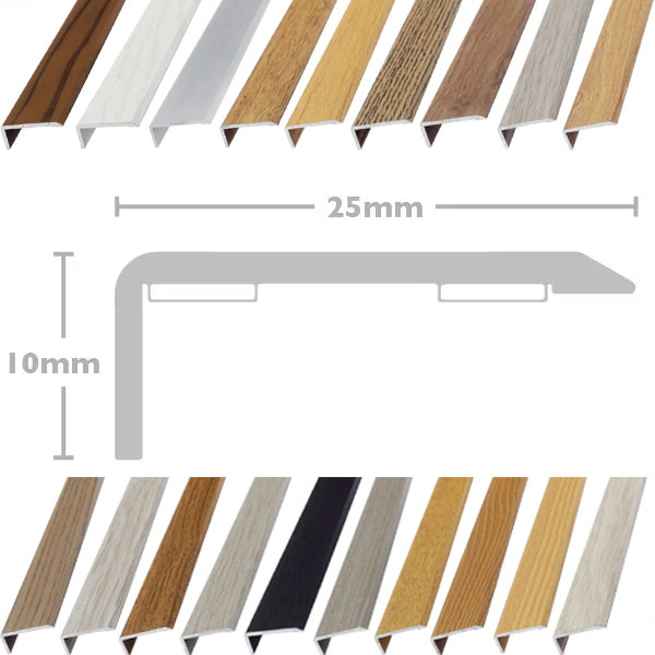 25mm L or Edge Nosing Stick Down Threshold Door Bars Profile Edge Strip For Laminate, Vinyl & Tile 