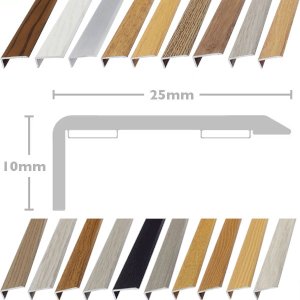 25mm L or Edge Nosing Stick Down Threshold Door Bars Profile Edge Strip For Laminate, Vinyl & Tile 