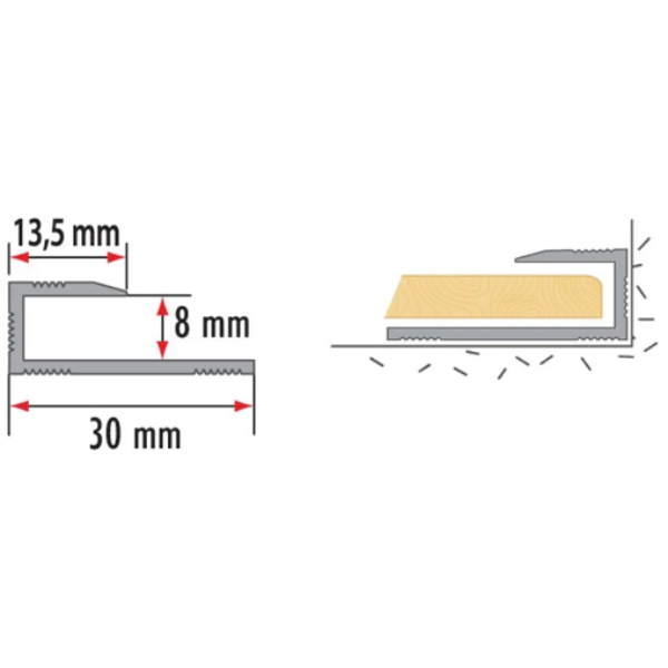 8mm Aluminium Wood Effect Floor Edge Profile Trims Threshold Door Stops For All Flooring