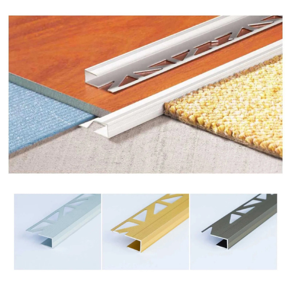 8mm Aluminium Wood Effect Floor Edge Profile Trims Threshold Door Stops For All Flooring