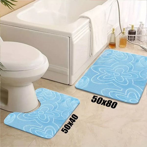 Modern Soft Water Absorbent Non Slip Toilet Pedestal Mats - Small Large Bathroom Rug