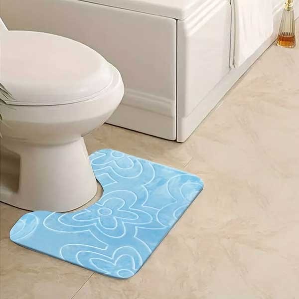 Modern Soft Water Absorbent Non Slip Toilet Pedestal Mats - Small Large Bathroom Rug