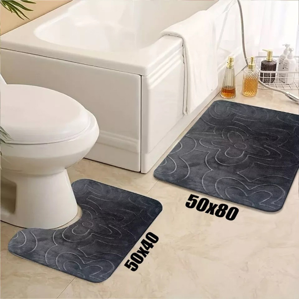 Modern Soft Water Absorbent Non Slip Toilet Pedestal Mats - Small Large Bathroom Rug