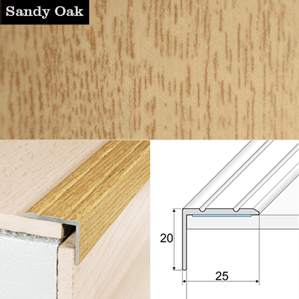 Non Slip Aluminium Wood Effect Stair Nosing Edge Trim Self Adhesive