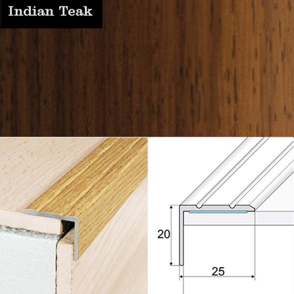 Non Slip Aluminium Wood Effect Stair Nosing Edge Trim Self Adhesive