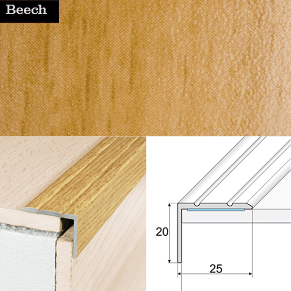 Non Slip Aluminium Wood Effect Stair Nosing Edge Trim Self Adhesive