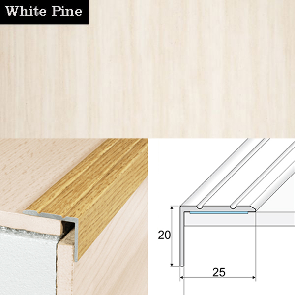 Non Slip Aluminium Wood Effect Stair Nosing Edge Trim Self Adhesive