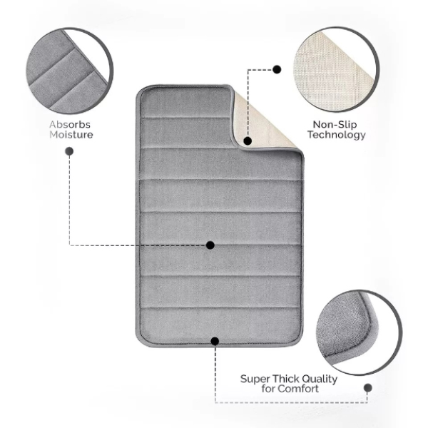 Non Slip Extra Water Absorbent Ultra Soft Memory Foam Bathroom Mats