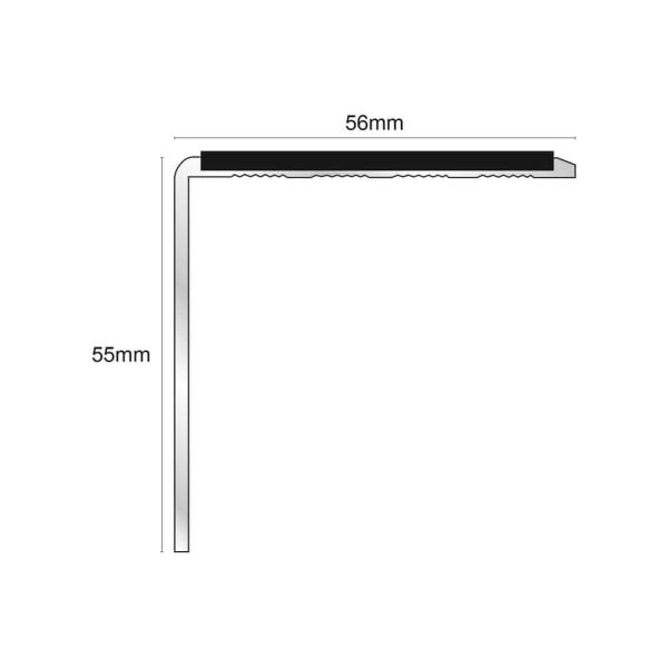 Non Slip Commercial Stair Nosing 56mm x 55mm Edge Trim With Pvc Insert Aluminium