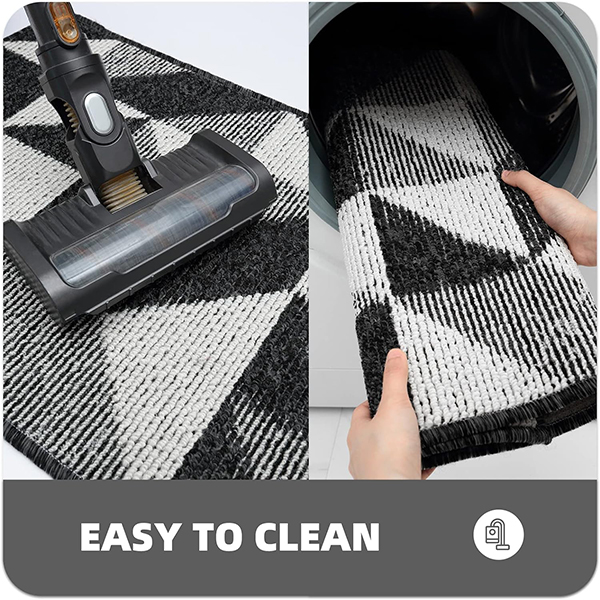 Non-Slip Machine Washable Entrance Rug Indoor Mat , Absorbent Plaid Mat for Muddy Wet Shoes and Paws