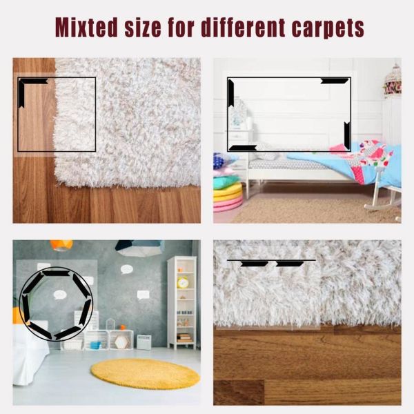 Non Slip & Reusable Underlay Rug Grippers For Laminate Floor & Wooden Floor Suitable for Hard, Tiled, Marble Floors 12 Pcs