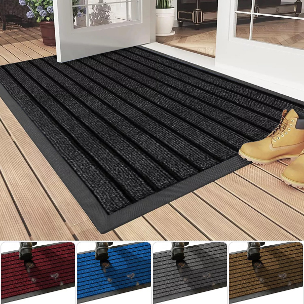 Non Slip Heavy Duty Rubber Washable Rug Dirt Trapper Door Mat For Indoor Outdoor  