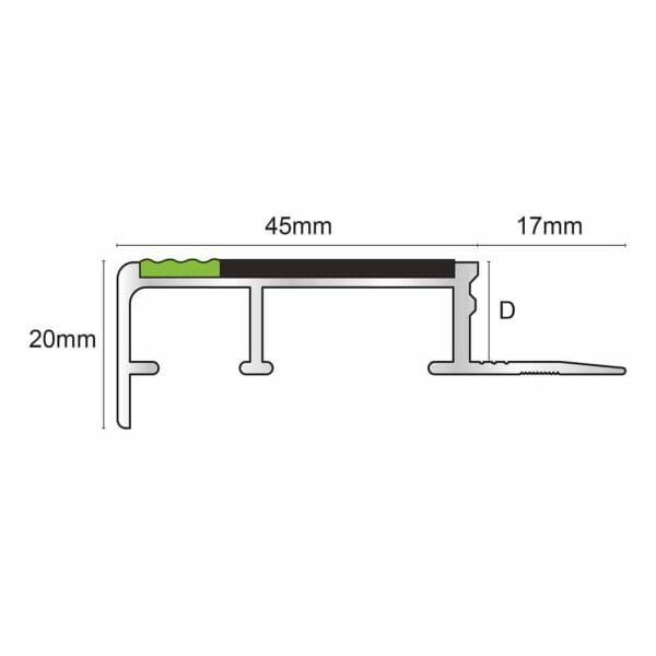 Slimline Stair Nosing 12.5mm Anti Slip Tredsafe