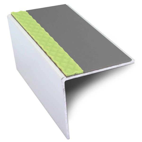 Commercial Stair Nosing 57mm x 55mm Edge Trim With Pvc Insert  DDA Compliant Aluminium