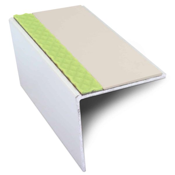 Commercial Stair Nosing 57mm x 55mm Edge Trim With Pvc Insert  DDA Compliant Aluminium