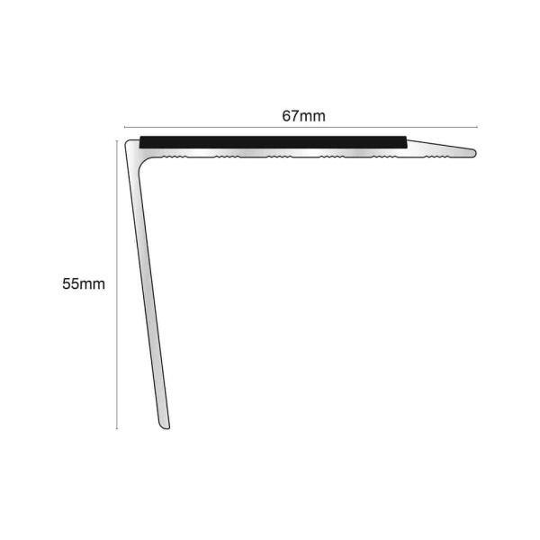 Non Slip Stair Nosing 67mm x 55mm Edge Trim With Pvc Insert Aluminium DDA Compliant