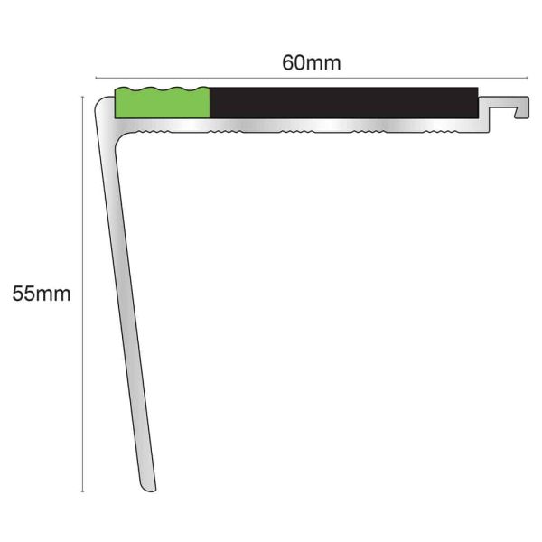 Commercial Stair Nosing 60mm x 55mm With PVC Insert step edge protection Tredsafe