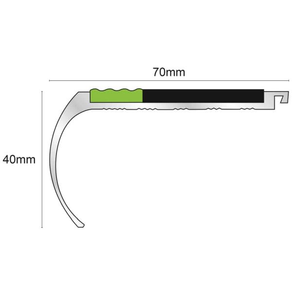 Commercial Stair Nosing 70mm x 40mm With PVC Insert step edge protection Tredsafe