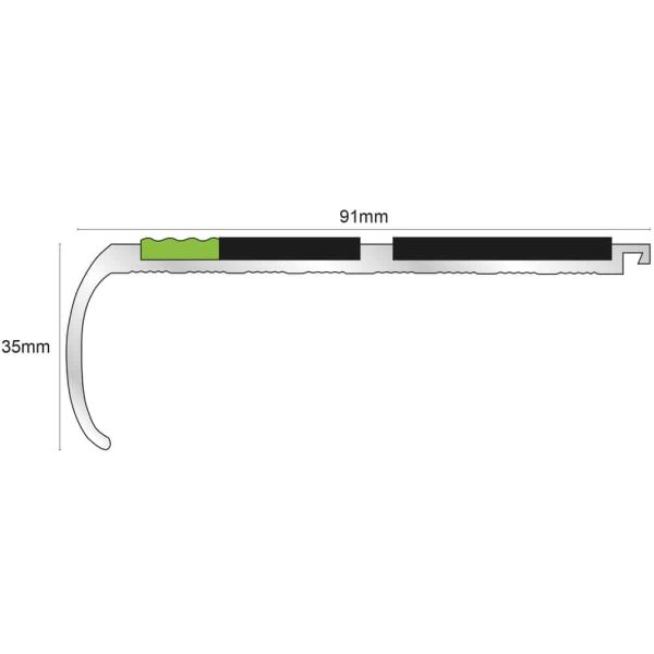 Commercial Stair Nosing 91mm x 35mm With PVC Insert Bullnose step edge protection Tredsafe