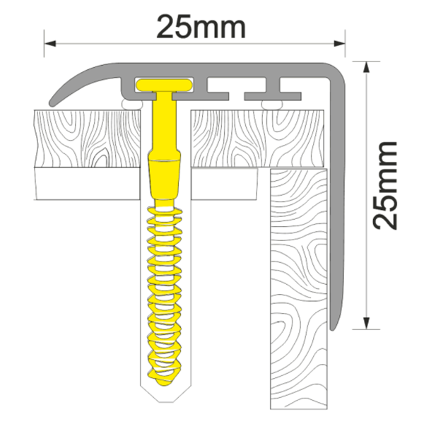 Non Slip UPVC Stair Nosing Trim - 25mm x 25mm 