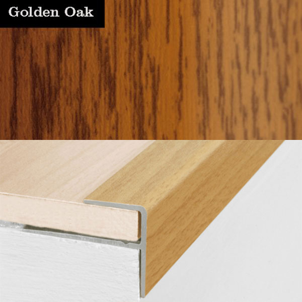 Push-In Aluminium Wood Effect Stair Nosing Edge Trim 15 x 22mm 