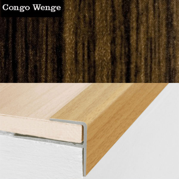 Push-In Aluminium Wood Effect Stair Nosing Edge Trim 15 x 22mm 