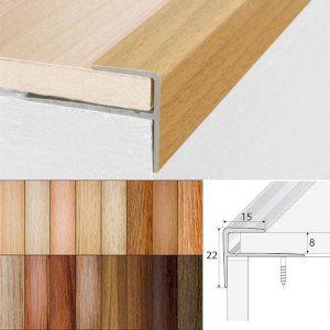 Push-In Aluminium Wood Effect Stair Nosing Edge Trim 15 x 22mm 