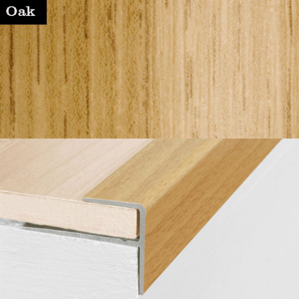 Push-In Aluminium Wood Effect Stair Nosing Edge Trim 15 x 22mm 