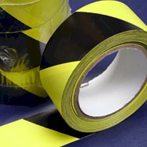 PVC Hazard Warning Tape Adhesive Black & Yellow