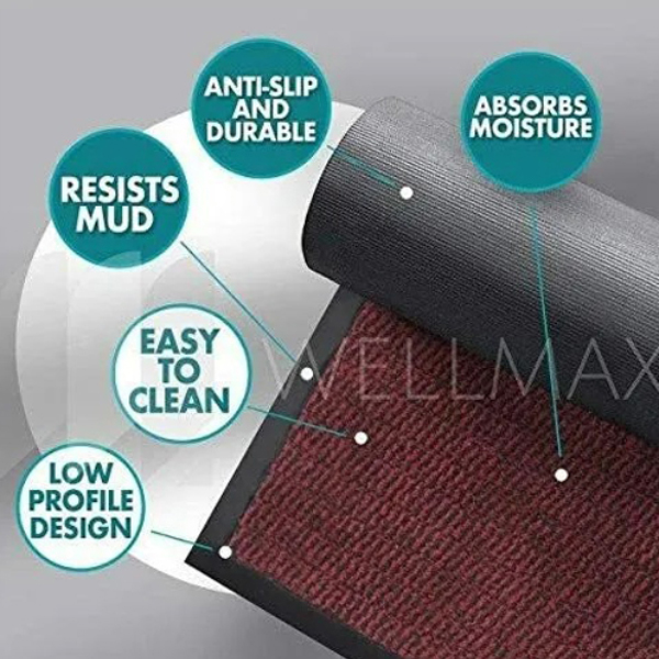 Red/Black Heavy Duty Rubber Barrier Mats Non Slip For Indoor And Outdoor