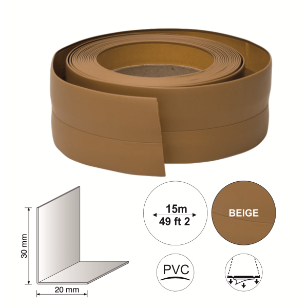 Self Adhesive Flexible PVC Skirting Board 15m Long