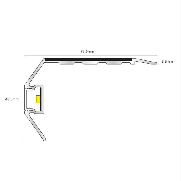 Commercial Stair Nosing 77.5mm x 48.5 mm Vision Light Down Tredsafe Non Slip