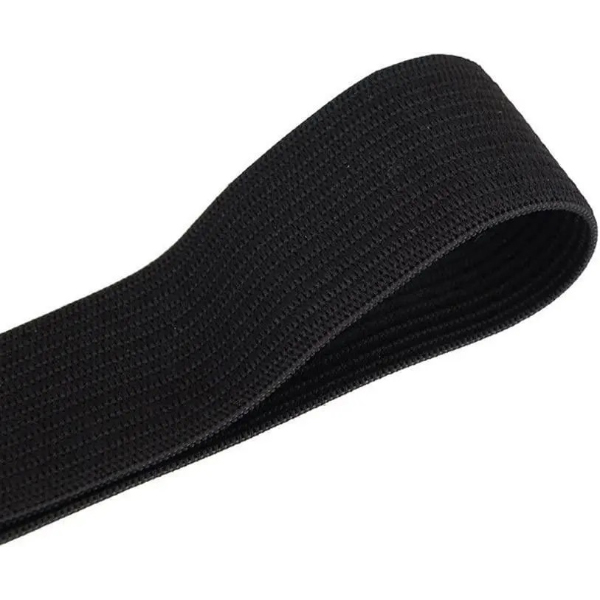 25mm Premium Grade Black Flat Elastic Stretch Webbing Strap