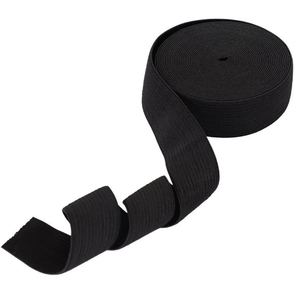 25mm Premium Grade Black Flat Elastic Stretch Webbing Strap