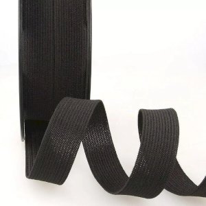 25mm Premium Grade Black Flat Elastic Stretch Webbing Strap